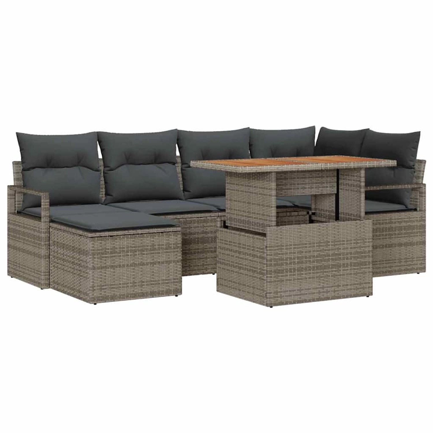 vidaXL Garten-Sofa-Set mit Speicher 7-Tlg Grau Poly Rattan 3358470 günstig online kaufen