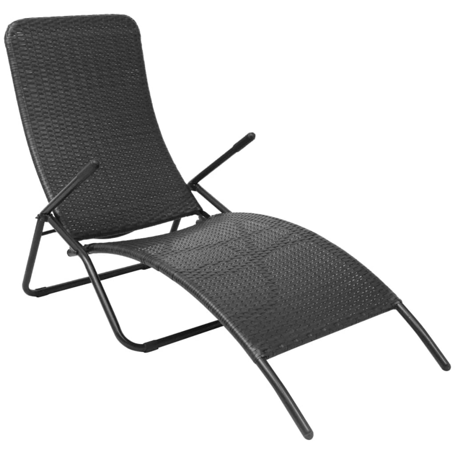 furnicato Sonnenliege Klappbar Poly Rattan Schwarz günstig online kaufen