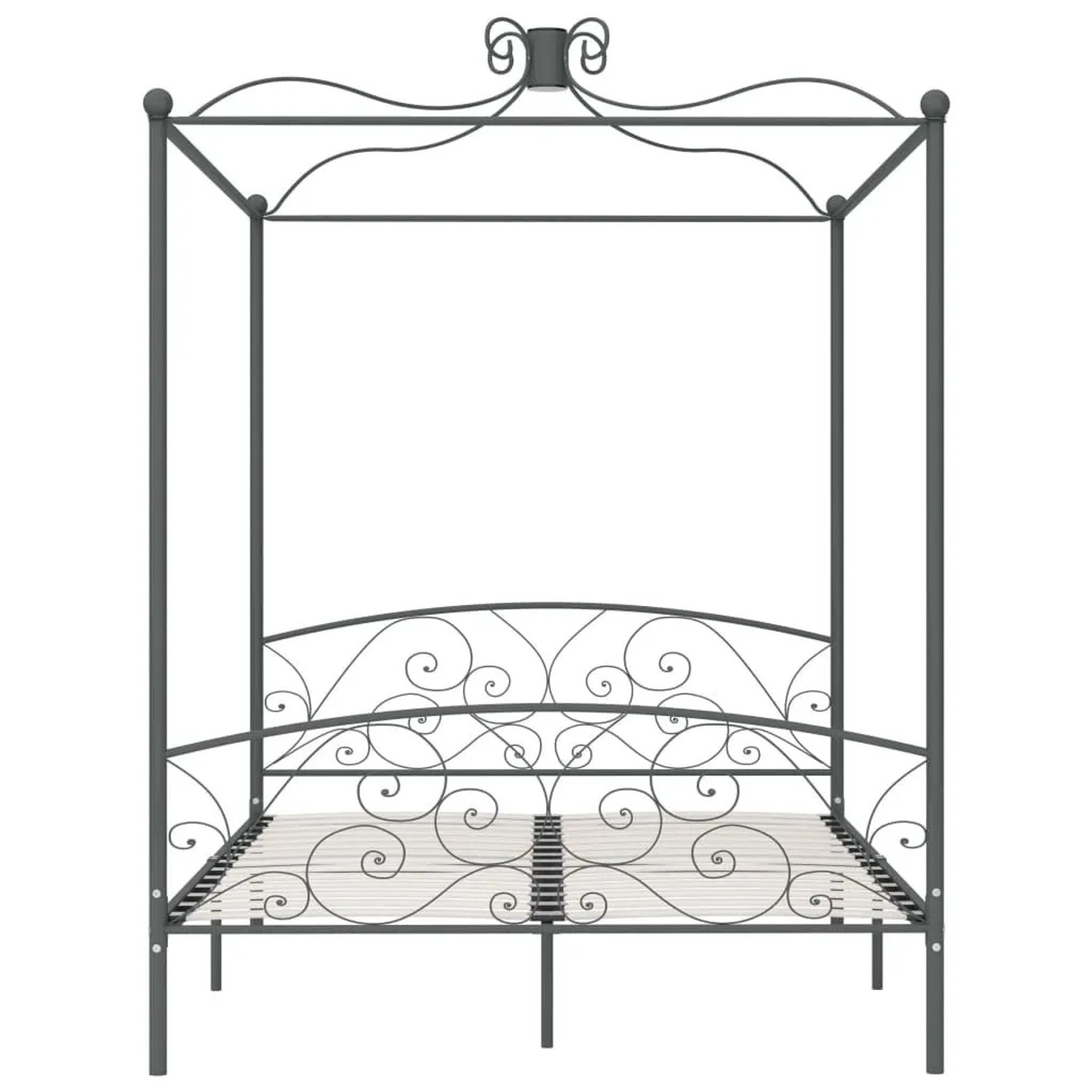 vidaXL Himmelbett-Gestell Grau Metall 160 x 200 cm 284484_2