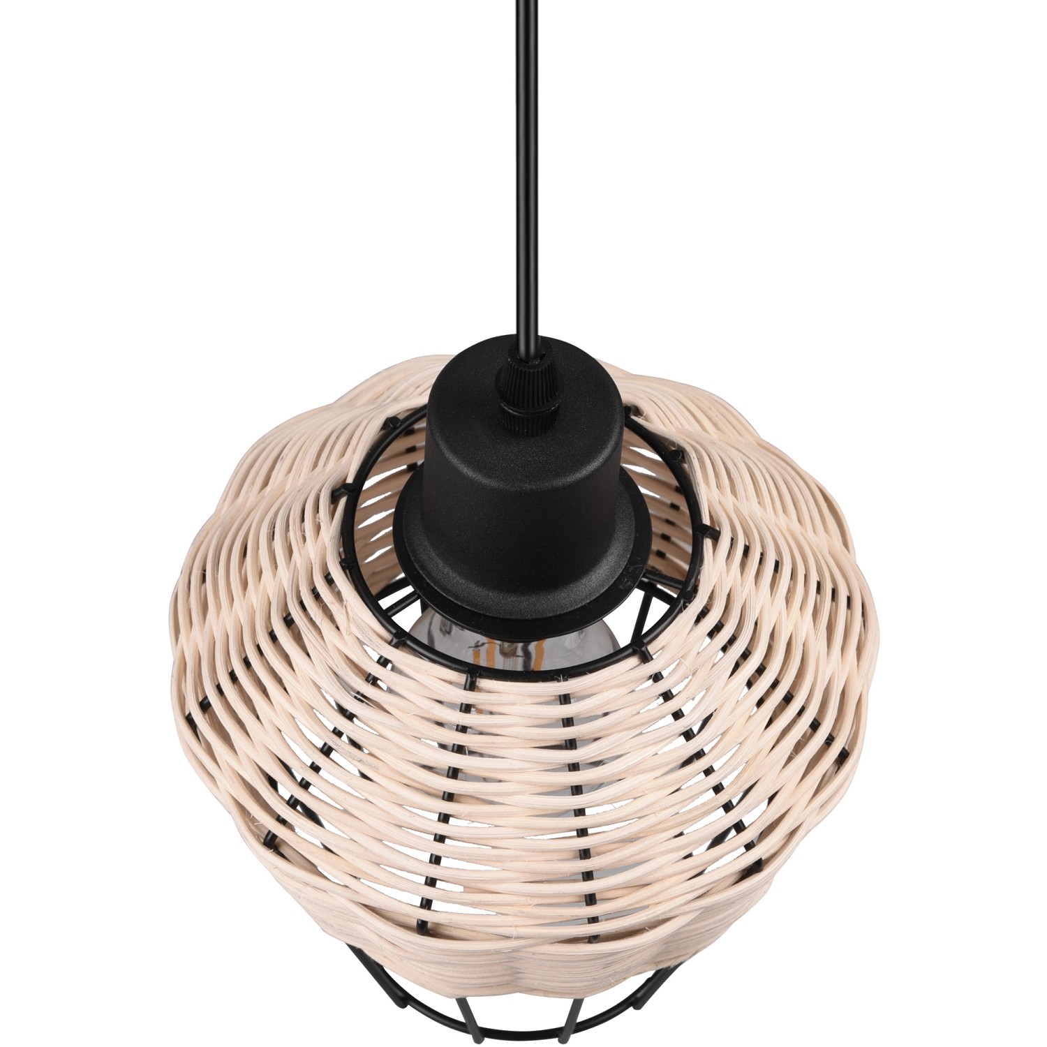 Naturbelassene Reality Pendelleuchte Borka mit Rattan-Schirm, Ø 17,5 cm.