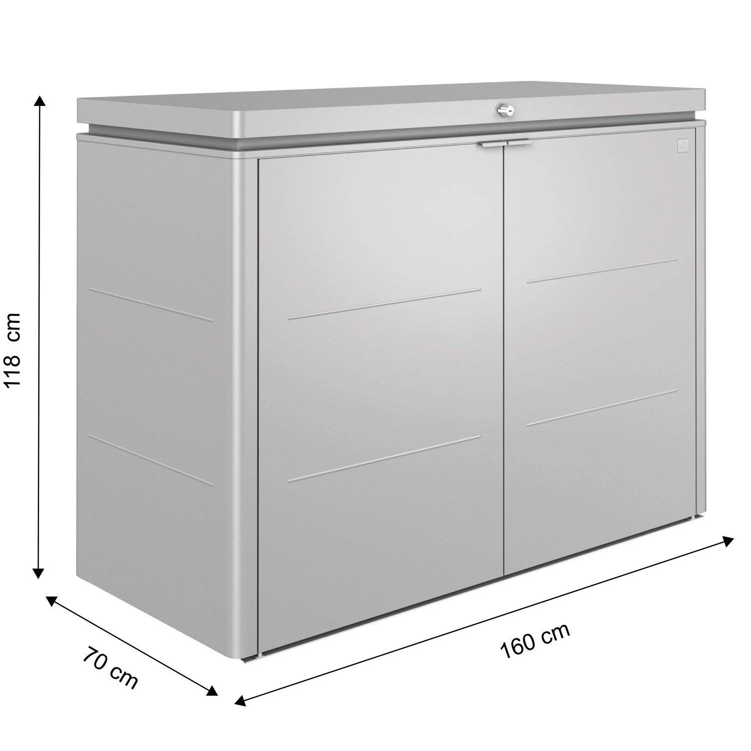 Biohort HighBoard 160 Gartenbox in Silber-Metallic: Universalbox für Garten, Terrasse & Balkon.