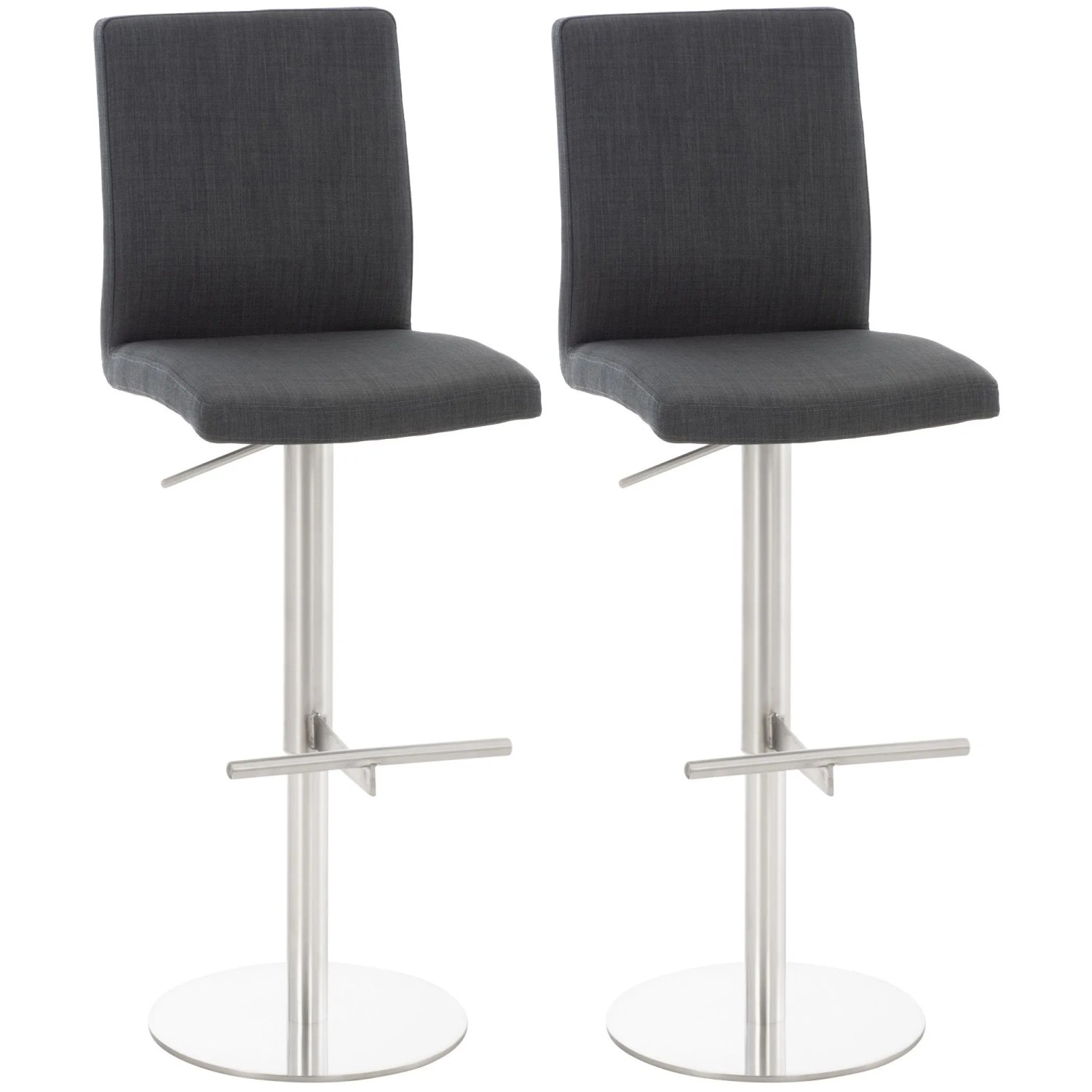 CLP 2er Set Barhocker Cadiz Stoffbezug Dunkelgrau/Edelstahl