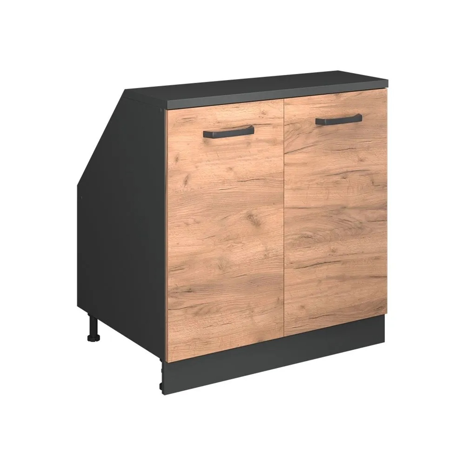 Vicco Küchenschrank für Dachschrägen R-Line Goldkraft Eiche 80 x 82 mit 2 Türen Schrankkorpus 60 cm Tiefe Art Nr 60080