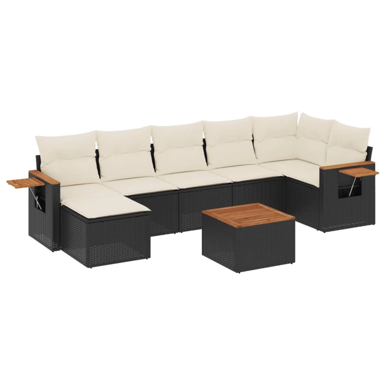 vidaXL 8-Tlg Garten-Sofagarnitur mit Kissen Schwarz Poly Rattan 3259438 günstig online kaufen