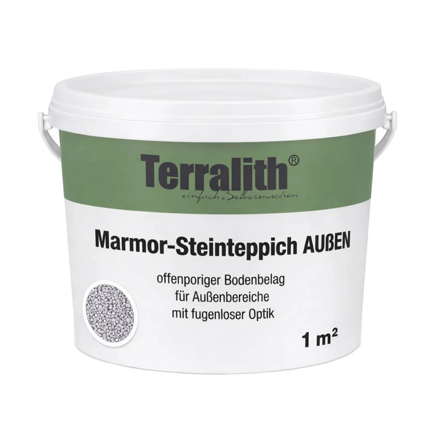 Terralith Metallic Steinteppich Grau für 1 m² Außen Fein 2-4 mm
