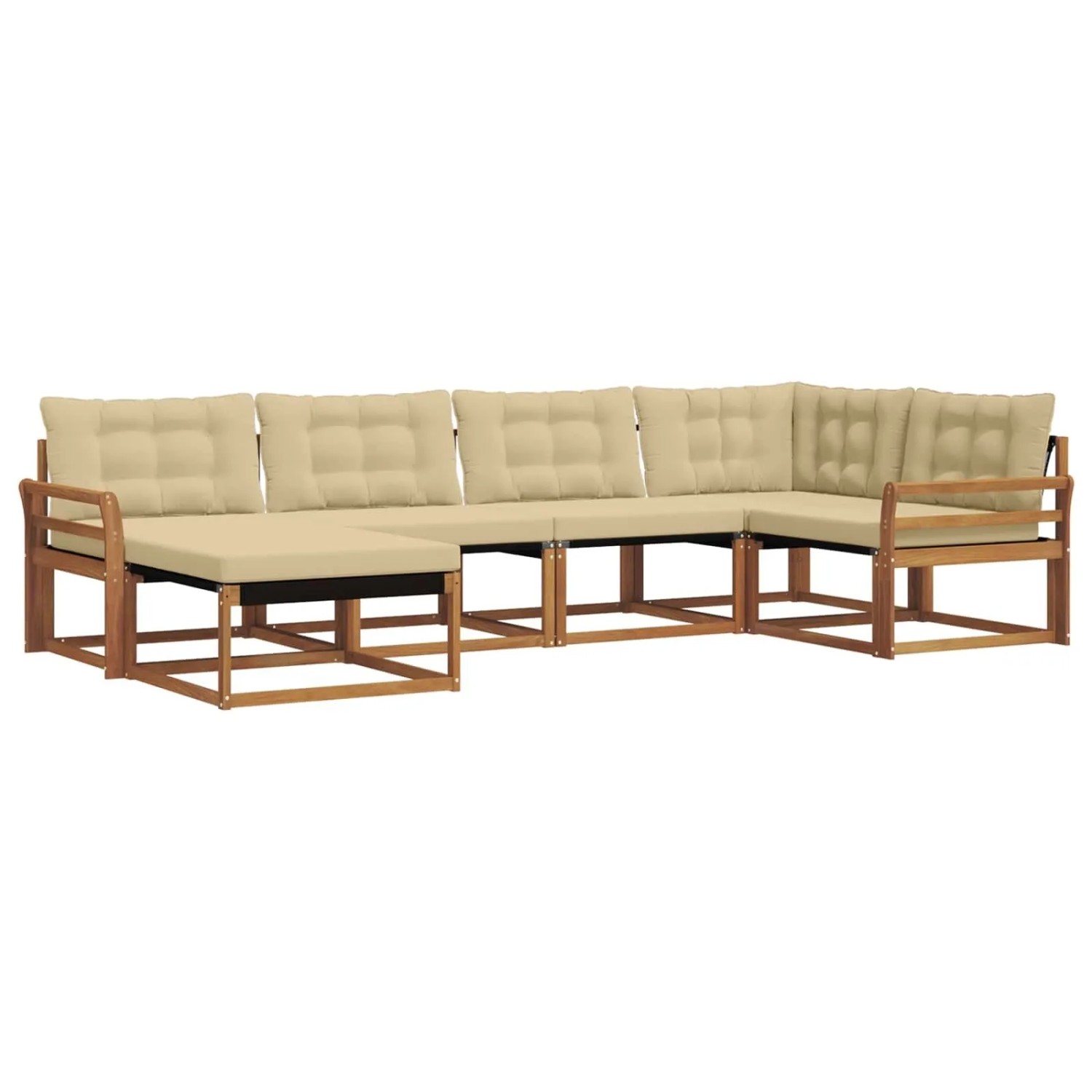 vidaXL Outdoor-Sofagarnitur 18-Tlg Natur und Beige Massivholz Akazie 3369628