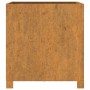 Quadratischer Pflanzkübel aus rostigem Cortenstahl mit Beinen, 50x50x50 cm. Ideal für Pflanzen.