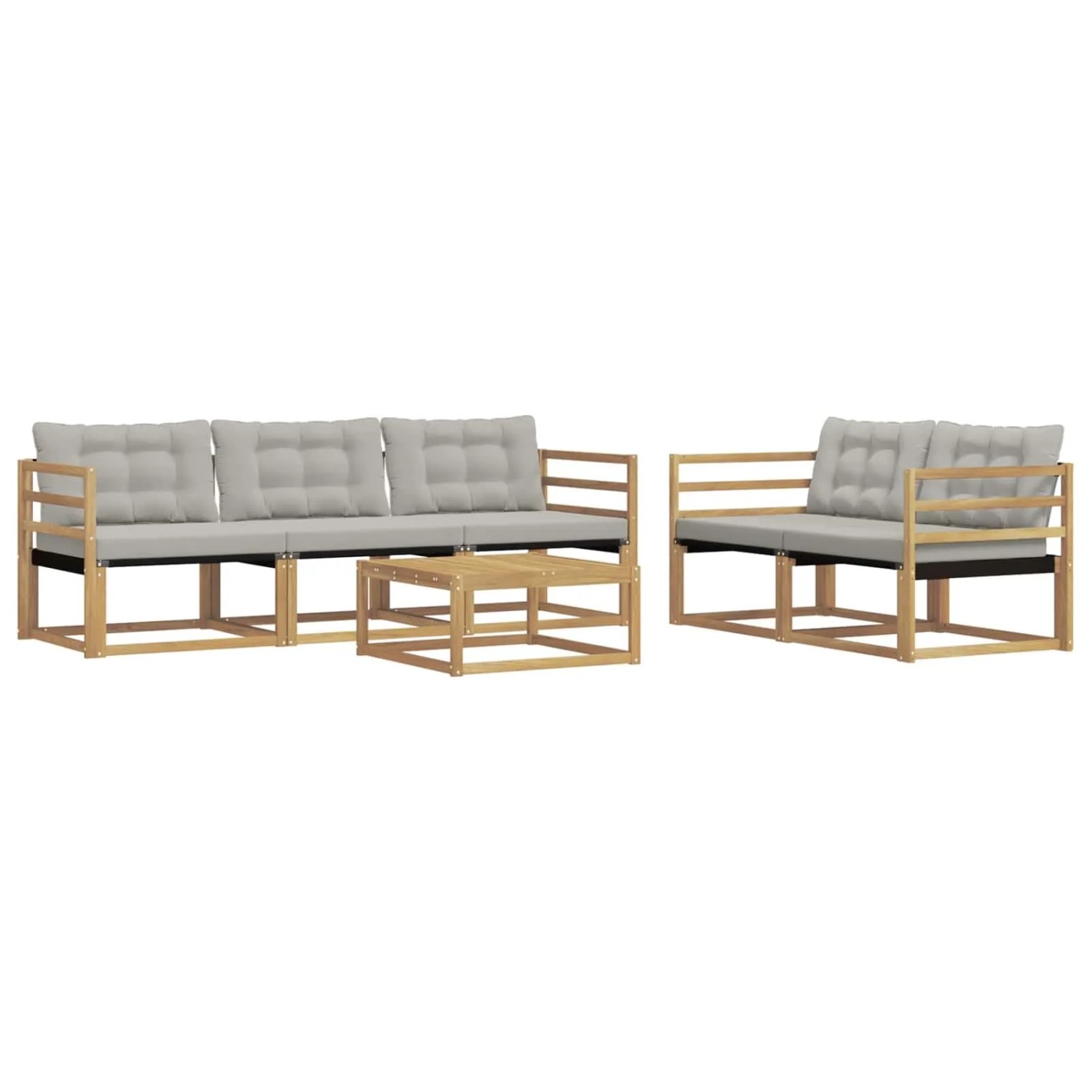 vidaXL Outdoor-Sofagarnitur 6 Stk Weiß und Hellgrau 79 x 79 x 37 cm 3388409