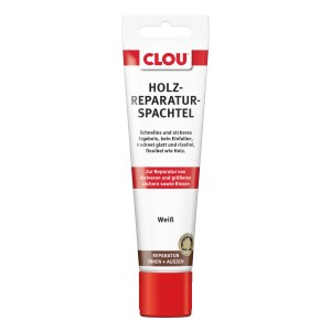 Clou Holzreparatur-Spachtel 55g, Weiß, zum Ausbessern von Holz im Innen- und Außenbereich.