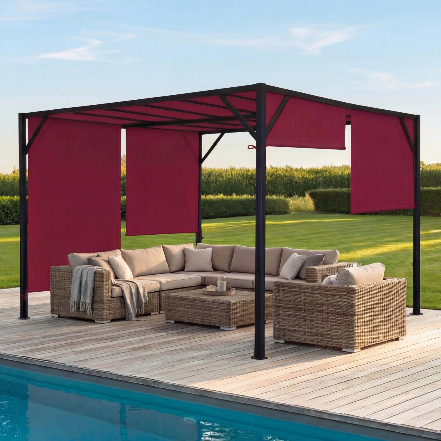 MCW Pergola Beja 4x4m Bordeaux
