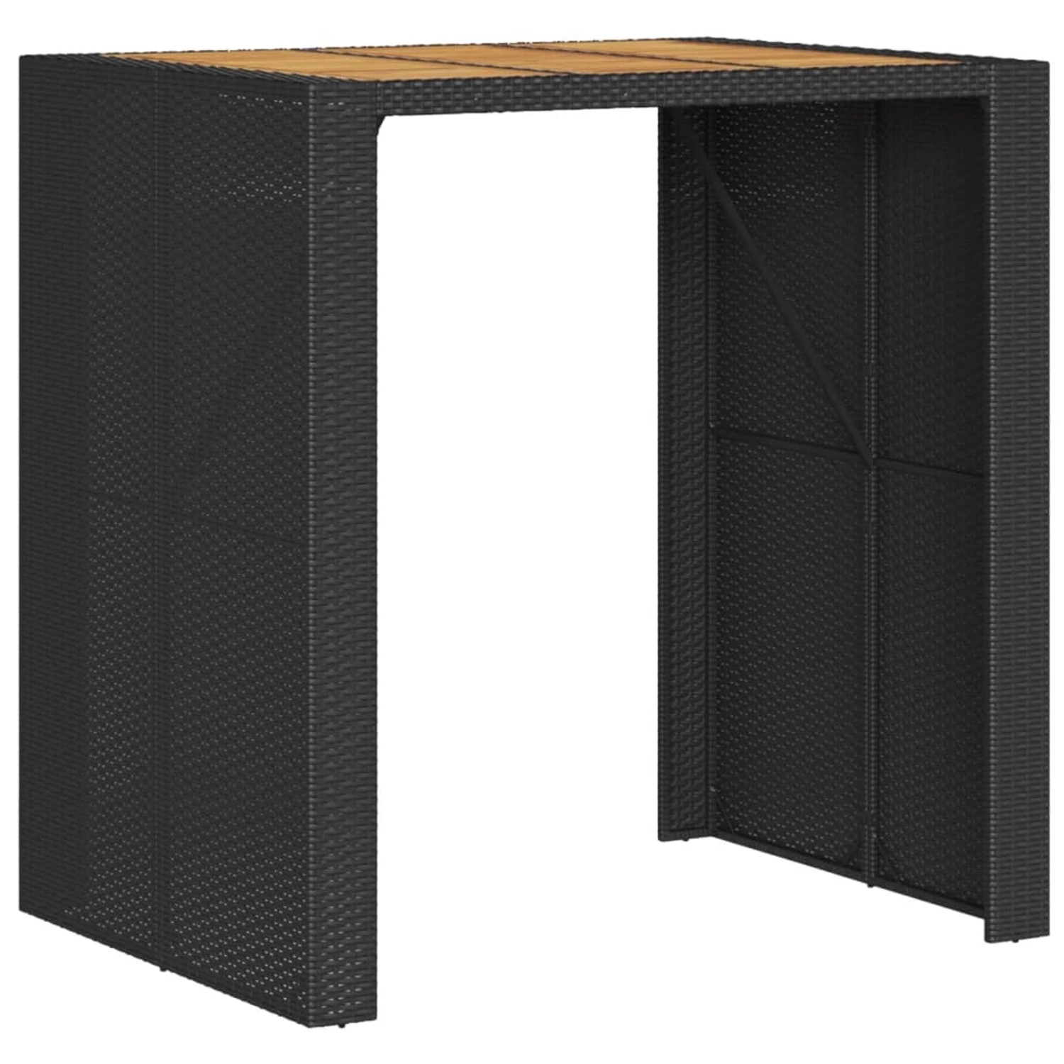 vidaXL Garten-Bartisch mit Holzplatte Schwarz 105x80x110 cm Polyrattan 3686 günstig online kaufen