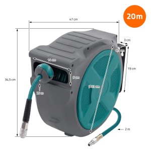 ECD Germany Druckluftschlauchtrommel 20m+2m 1/4" Anschluss 15 Bar