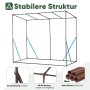 Stabile Struktur des Sekey Gewächshauses: brauner Metallrahmen mit 16mm Stahlrohren, PP-Steckern und Verschraubungen.