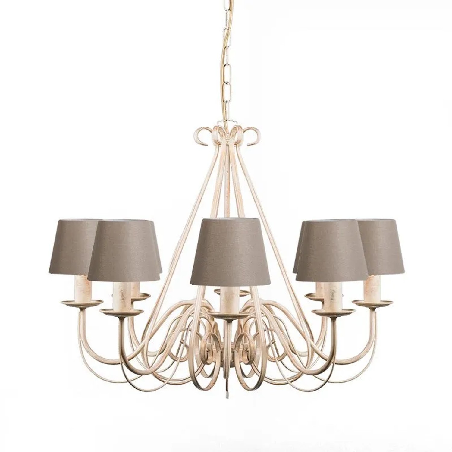 Qazqa Kronleuchter 60 Cm Mit Lampenschirmen In Taupe Giuseppe 8