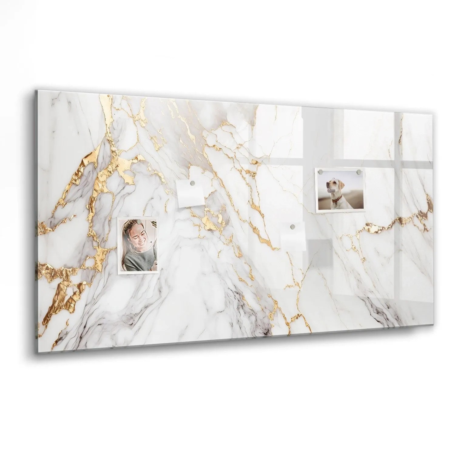 Tulup Beschreibbare Glasmagnettafel Dekorativer Marmor 120x60 cm Magnettafel Büro Glas Schwarzer Marker Glassboard Magne...