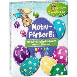 Brauns-Heitmann Eierfarben Motiv-Färberei mit Stickern für bunte Ostereier.