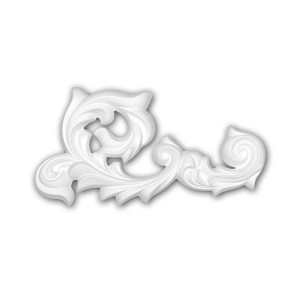 Weißes Zierelement aus Polyurethan im Rokoko/Barock Stil, 29,8x15,8x3cm.