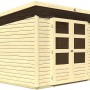 Karibu Holz-Gartenhaus Sitten 3 Natur, 242x182 cm, mit Doppeltür und Fenstern.