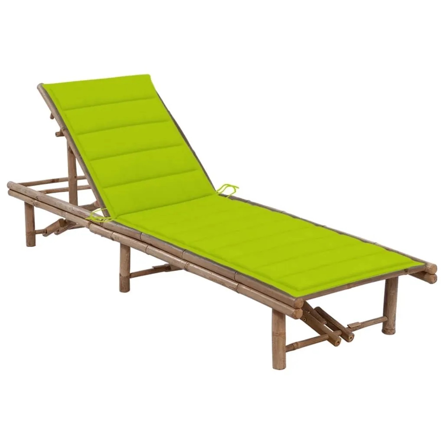 Furnicato Garten-sonnenliege Aus Bambus Mit Auflage 200 X 65 X  30-87  Cm Hellgrün