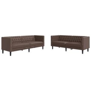 vidaXL 2-Tlg Chesterfield-Sofa-Set Braun Kunstleder 3209276