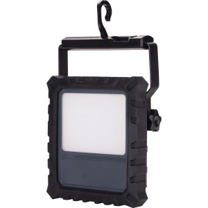 Schwarzer LED-Baustrahler mit Haken zum Aufhängen, 20W, Tageslichtweiß.