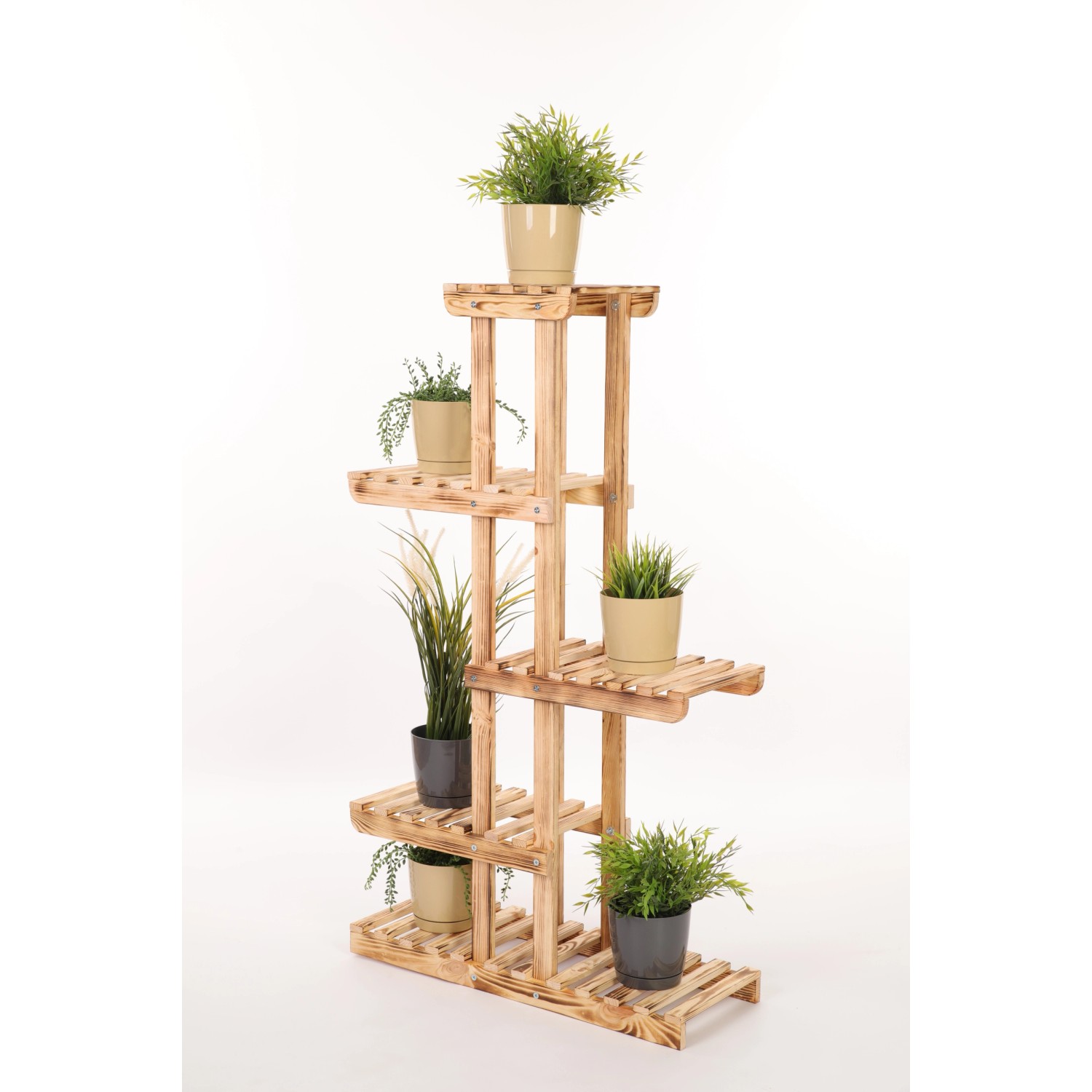 PROREGAL Blumenständer FLORACK HxBxT 117x68x25cm 6 Ablagen Kieferholz Gebra günstig online kaufen