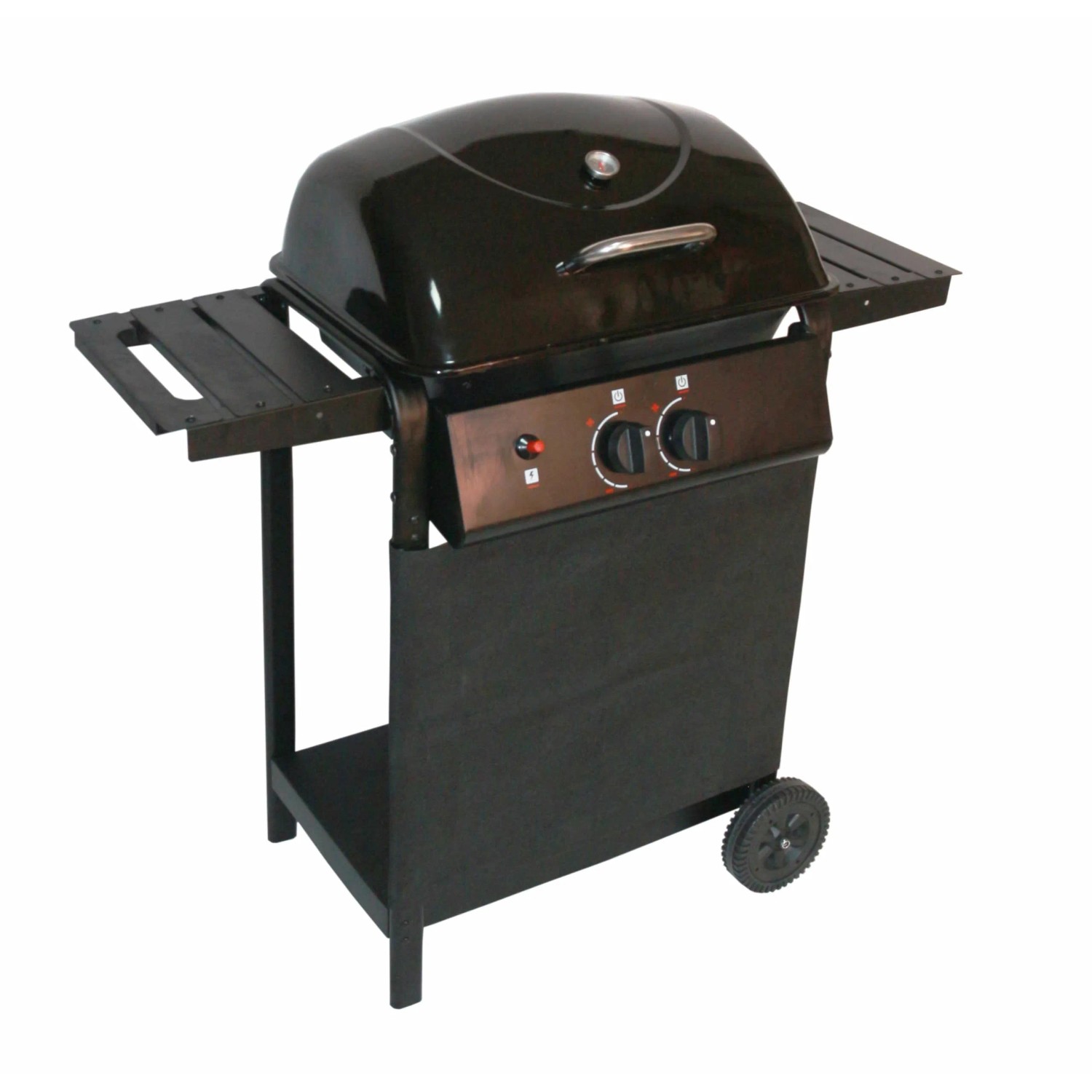 DELUKE Gasgrill CAMMI 2-Flammig Schwarz Stahl Grillwagen Piezo Zündung 2 Ablagen