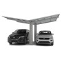 Ximax Carport Linea-60 Y Edelstahl-Look mit zwei parkenden Autos.