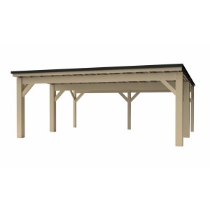 Holzbrüder Carport Ralf 42, Natur/Schwarz, mit Flachdach. Ideal als Unterstand für PKW und zum Schutz vor Witterung.