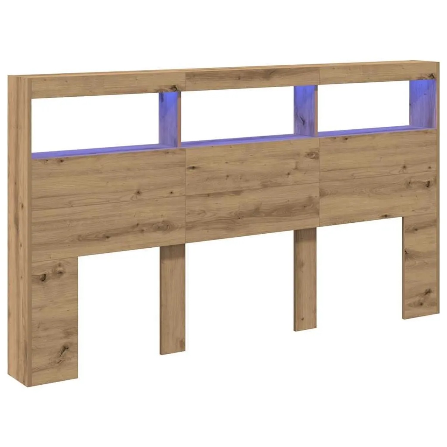 vidaXL LED-Kopfteil mit Ablagen Artisan-Eiche 180x17x102 cm 863135