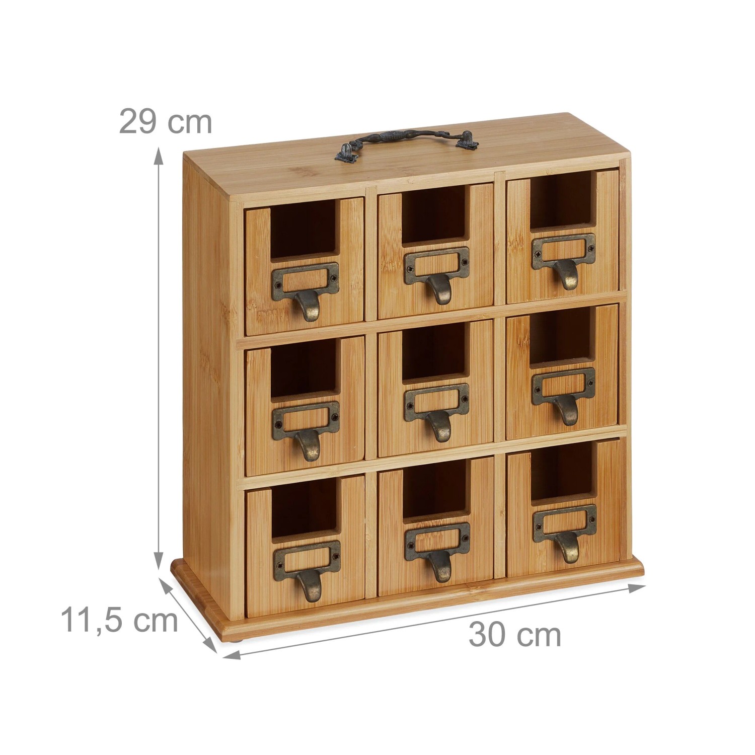 Relaxdays Teebox Bambus Natur 9 Fächer Wandmontierbar 29 x 30 x 11,5 cm 2,8 kg_4