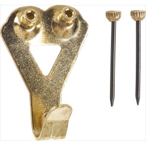 LUX Wandhaken Größe 3, vermessingt, 4 Stück, mit Nägeln zum Aufhängen von Deko.