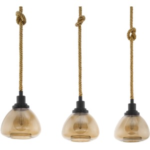 Eglo Hängeleuchte Rampside, schwarzer Stahl, Seilaufhängung, Pendelleuchte für Wohn- und Schlafzimmer.