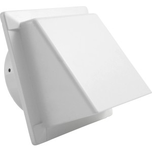 Weiße Marley Ablufthaube System 100 für Außen mit Rückstauklappe.