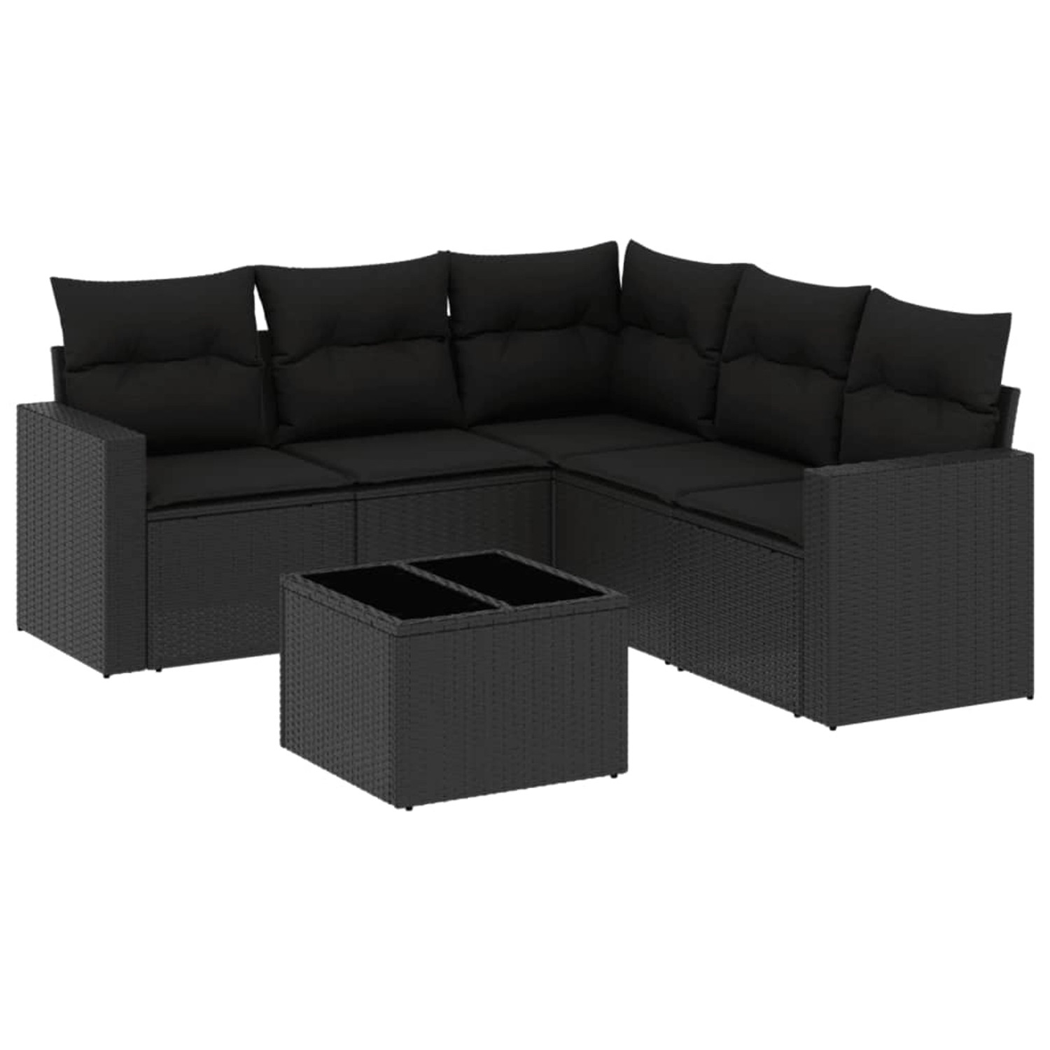 vidaXL 6-Tlg Garten-Sofagarnitur mit Kissen Schwarz Poly Rattan 3218945 günstig online kaufen