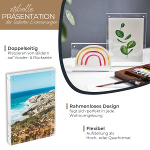 HMF 46973 Magnetischer Bilderrahmen aus Acrylglas 15 x 21 cm Transparent