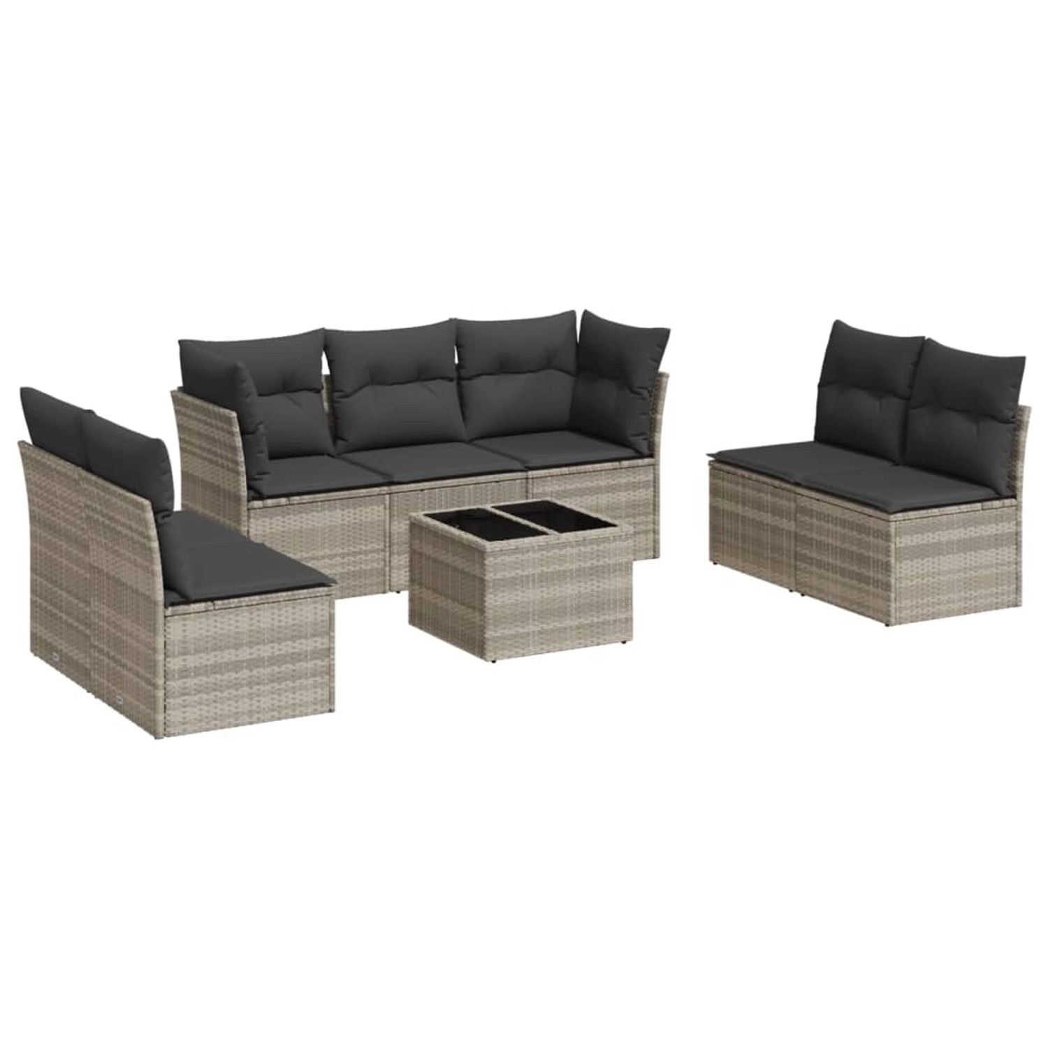 vidaXL 8-Tlg Garten-Sofagarnitur mit Kissen Hellgrau Poly Rattan 3217422 günstig online kaufen