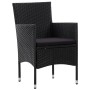 Schwarzer vidaXL Gartenstuhl aus Rattan mit Sitzkissen, Teil eines Lounge-Sets.