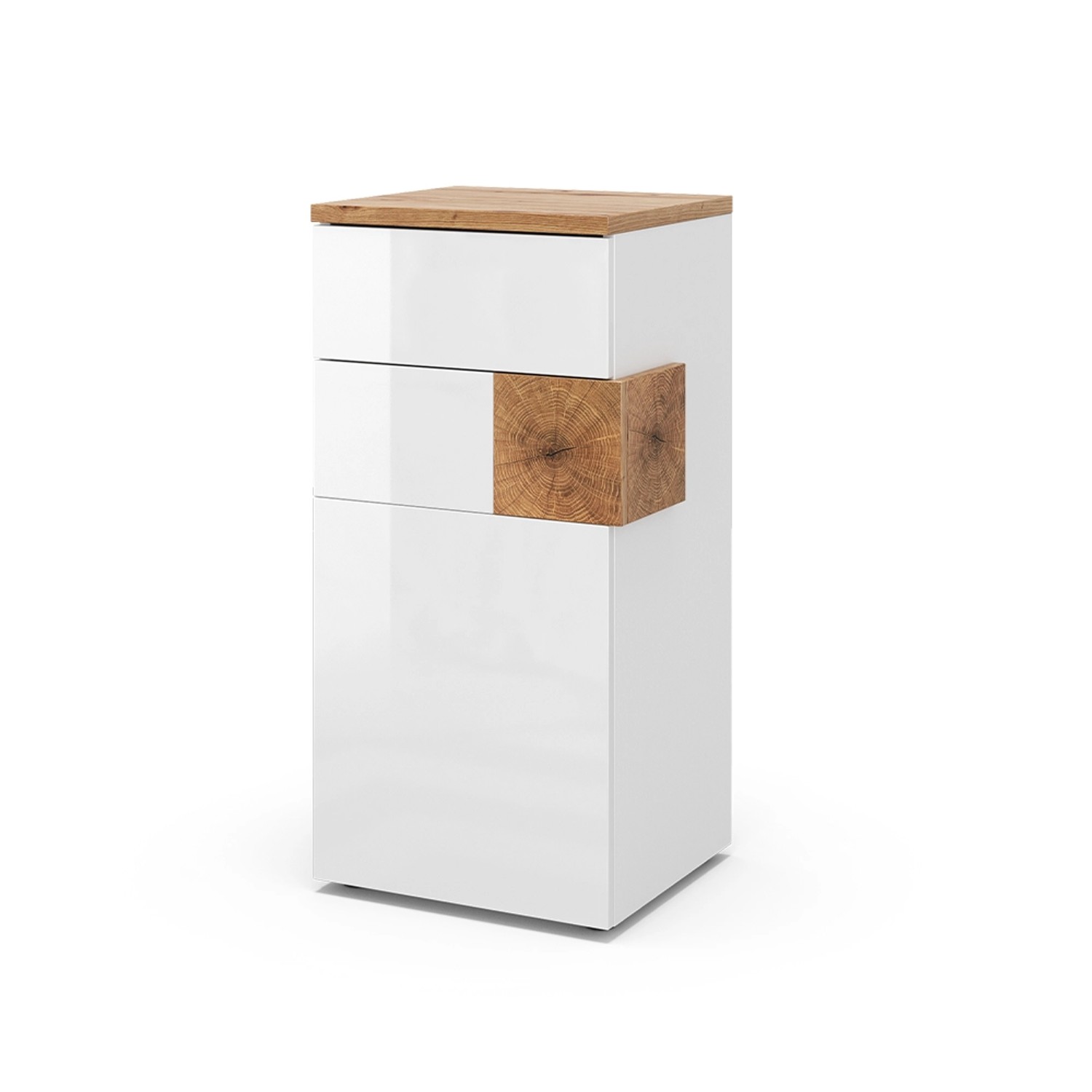 Vicco Midischrank Eden Weiß Hochglanz/Artisan-Eiche 40 x 84 cm
