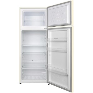 Offene Respekta Retro Kühl-Gefrierkombination Bento Creme mit Glasablagen.