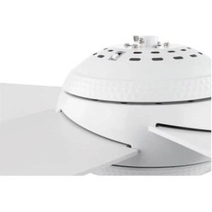 Weißer Westinghouse Deckenventilator Bendan mit LED-Beleuchtung, Detailansicht.