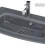 Graues Glasbecken des Held Möbel Waschtisch Salerno, Wotaneiche-Graphitgrau, Aufsicht.