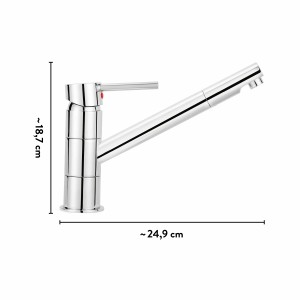baliv Küchenarmatur KI-5150 Chrom, Einhebelmischer mit schlankem Auslauf und Maßen.