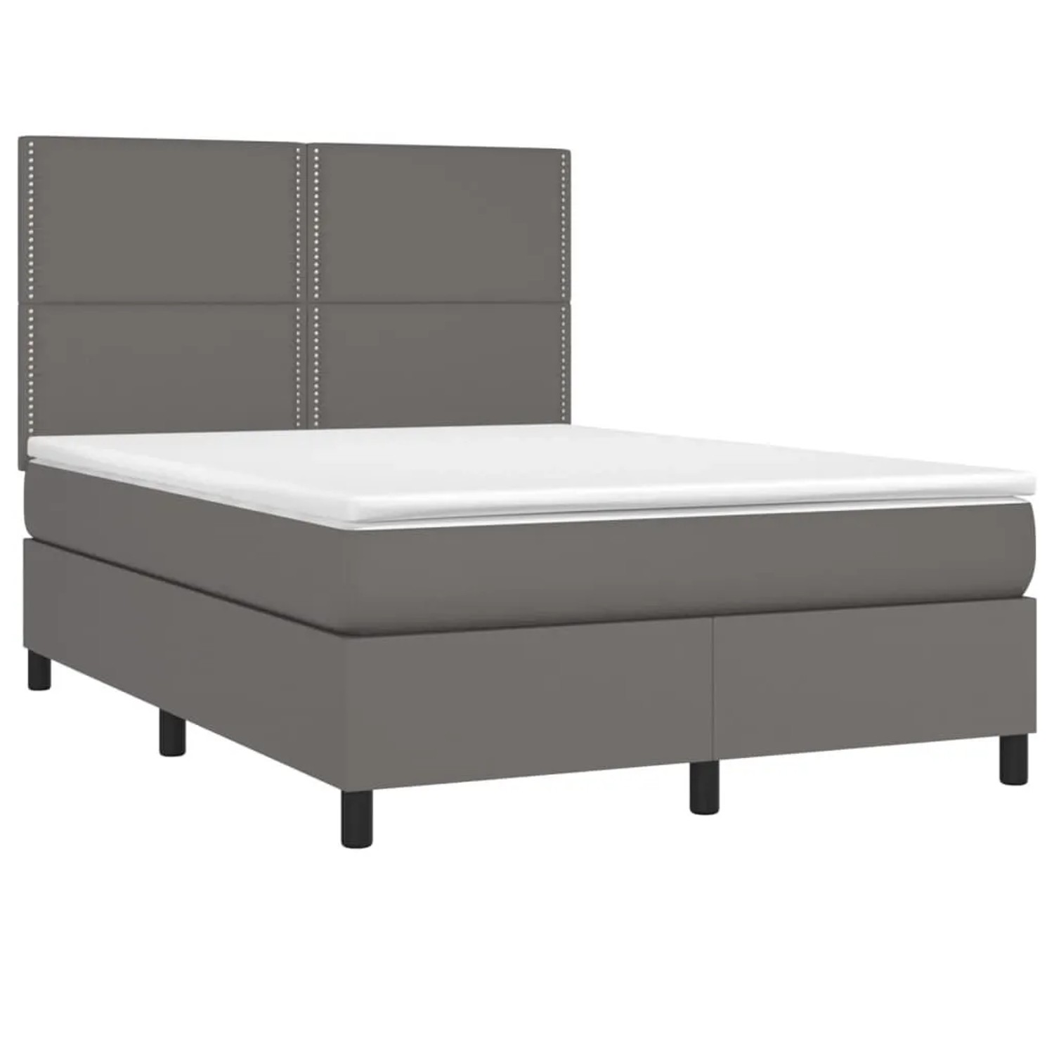 vidaXL Boxspringbett mit Matratze Grau 140x200 cm Kunstleder 3142789 günstig online kaufen