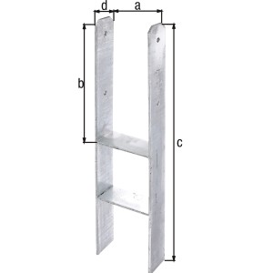Feuerverzinkter Alberts H-Pfostenträger 161x400/800/80 mm zum Einbetonieren.