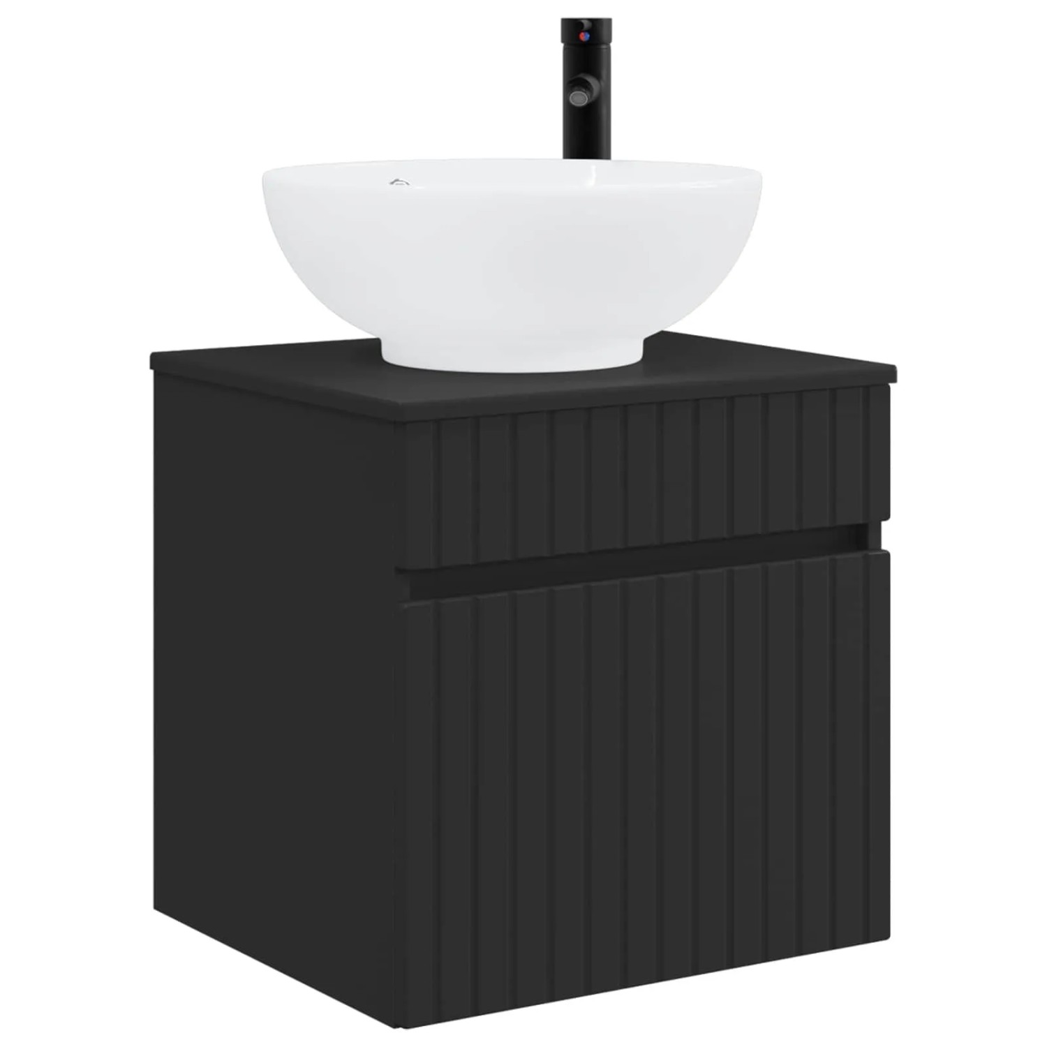 vidaXL Wandmontierte Waschbecken-Vanität Schwarz 49 x 44,5 x 66,5 cm 890603