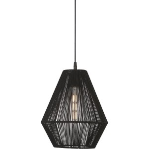 Schwarze PR Home Rio Textilfaden Hängelampe mit E27 Fassung, 28x28x167cm.