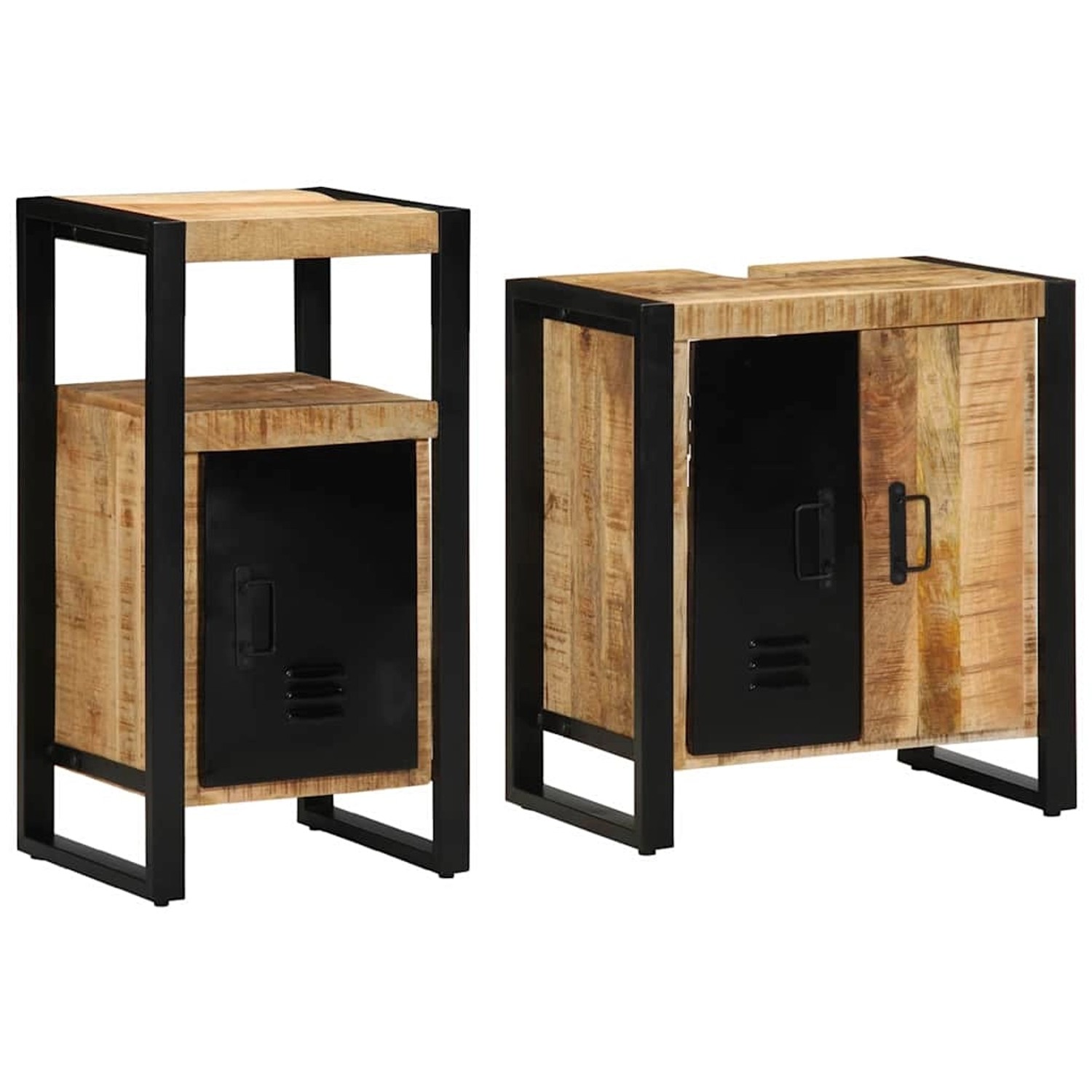 vidaXL Badezimmermöbel Set 2-Tlg Braun Massives Raues Mangoholz 3305598 günstig online kaufen