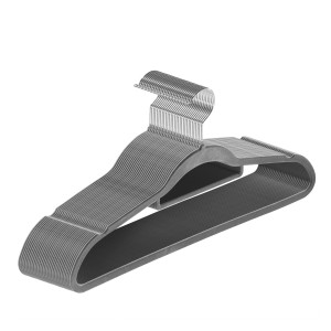 Juskys Kleiderbügel Samt 30er Grau, rutschfest und platzsparend für die textile Aufbewahrung.