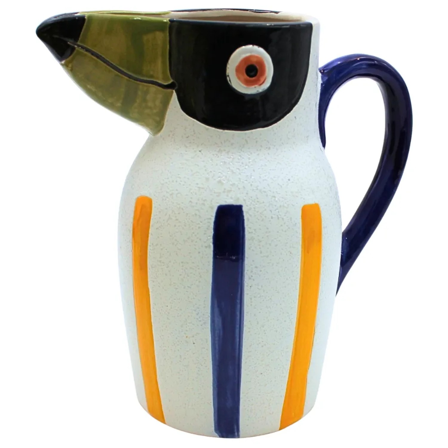 Dekohelden24 XL Dekovase Vasenkopf Papageivase Blumenvase Vase mit Papagei Dekor aus Keramik in Bunt L/B/H 19 x 11 x 20 cm